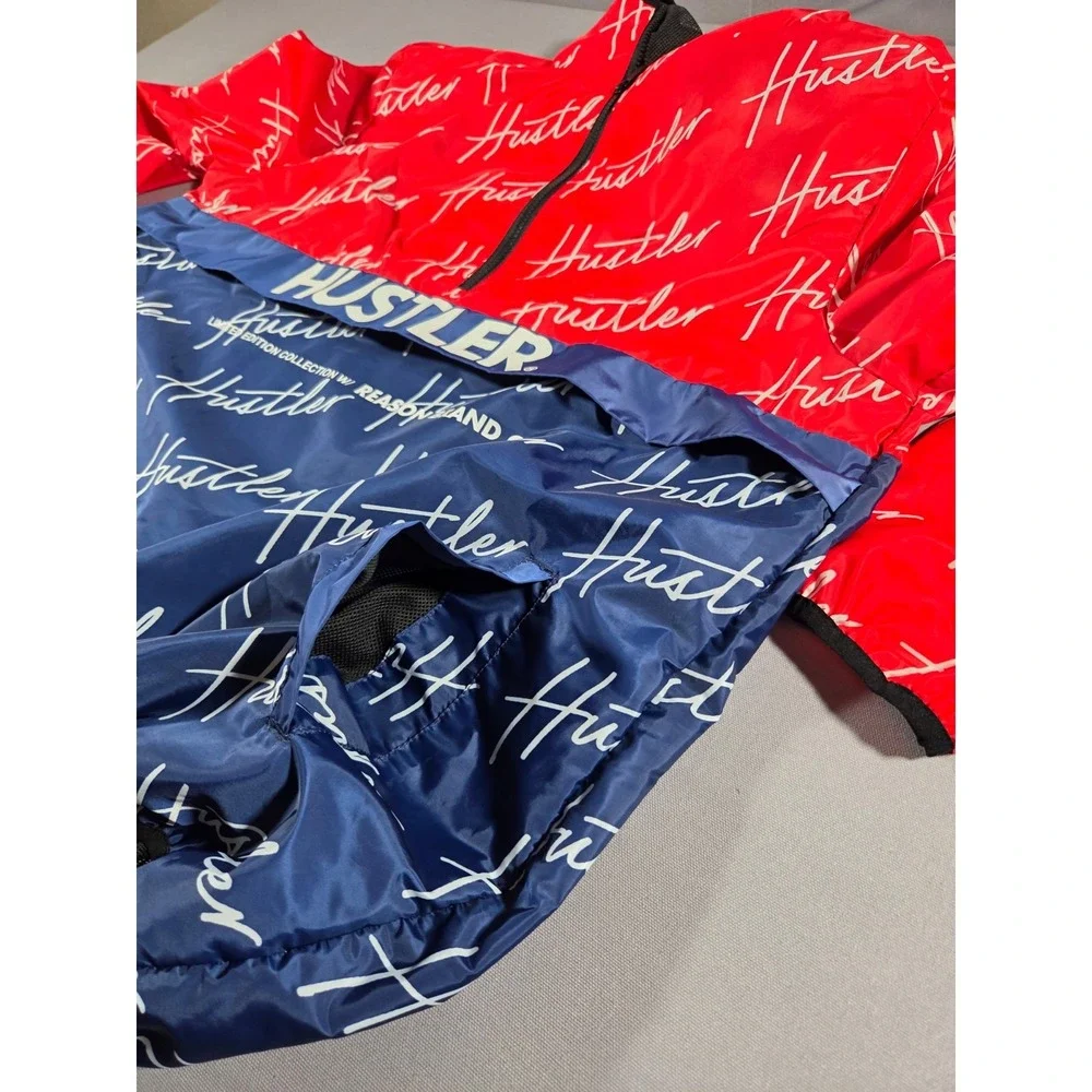 Reason Jacket Mens Extra Large Red Blue Hustler Edition AOP Windbreaker Hooded